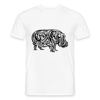 Tatouage tribal d’hippopotame - T-shirt homme - blanc - Devant - AI Model Male 178 dark (178cm)