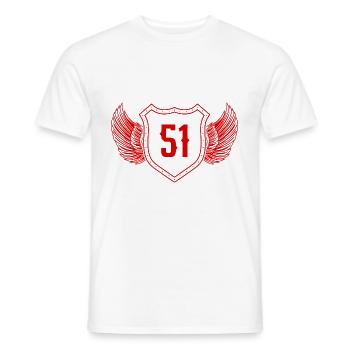 51 Zahl Wappen - Männer T-Shirt - Weiß - Vorne - AI Model Male 178 dark (178cm)