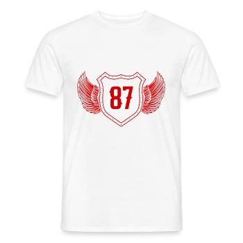 87 Zahl Wappen - Männer T-Shirt - Weiß - Vorne - AI Model Male 178 dark (178cm)