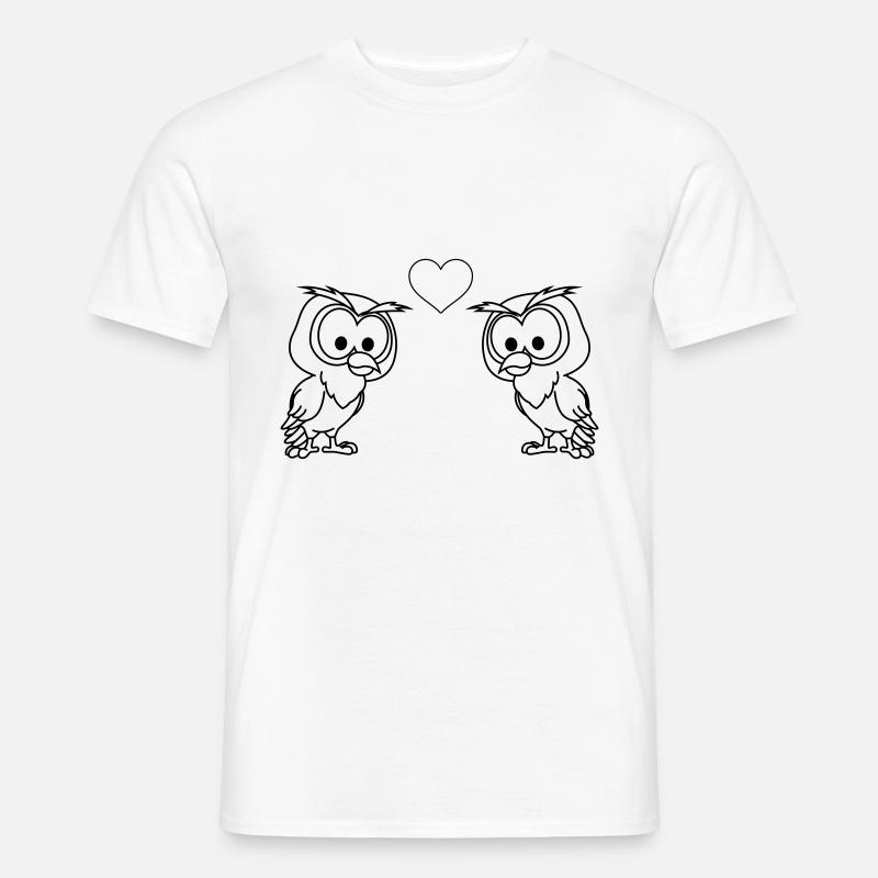 Eule Comic Paar liebe - Männer T-Shirt - Weiß