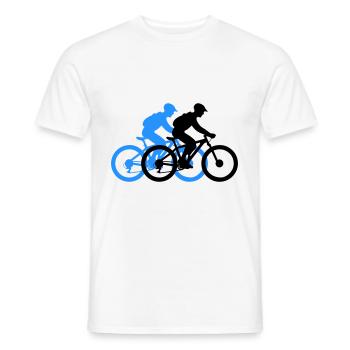 Mountain Bike Bicycle Man Silhouette - Men's T-Shirt - white - Front - AI Model Male 178 dark (178cm)
