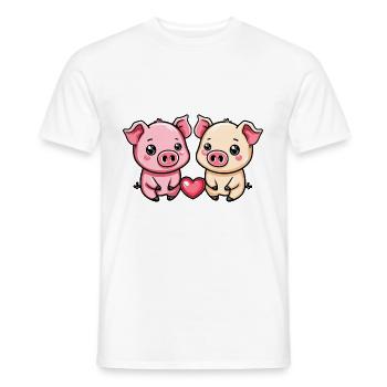 Schwein Paar Verliebt Sau Valentinstag - Männer T-Shirt - Weiß - Vorne - AI Model Male 178 dark (178cm)