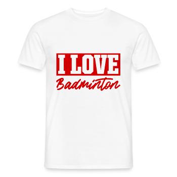 I love badminton - Men's T-Shirt - white - Front - AI Model Male 178 dark (178cm)