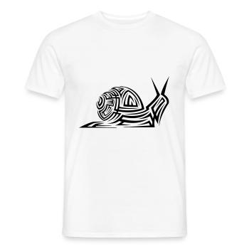 Tatouage tribal d’escargot - T-shirt homme - blanc - Devant - AI Model Male 178 dark (178cm)