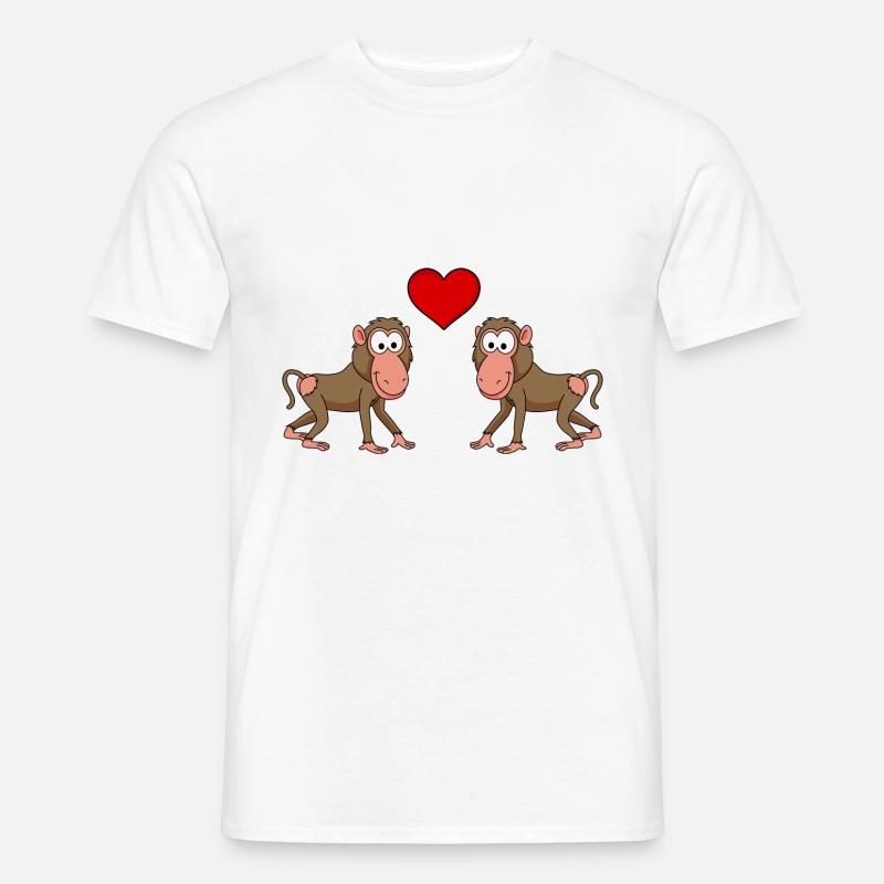Monkey monkey comic couple love - Men’s T-shirt - white