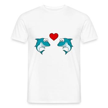 Shark Comic Couple Amour - T-shirt homme - blanc - Devant - AI Model Male 178 dark (178cm)