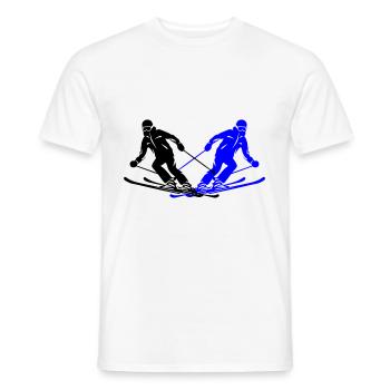 Skiing Skiing Man Silhouette - Men's T-Shirt - white - Front - AI Model Male 178 dark (178cm)