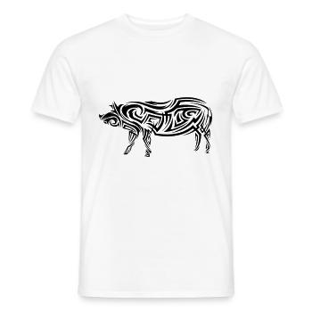 Tatouage tribal de cochon - T-shirt homme - blanc - Devant - AI Model Male 178 dark (178cm)