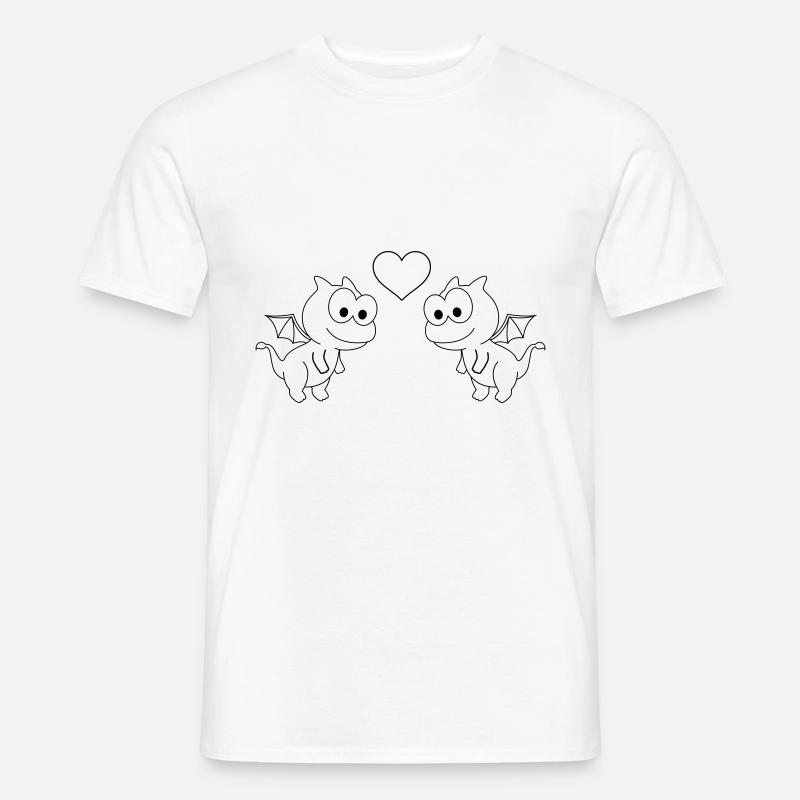Drache Comic Paar liebe - Männer T-Shirt - Weiß