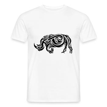 Tatouage tribal rhinocéros - T-shirt homme - blanc - Devant - AI Model Male 178 dark (178cm)