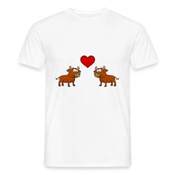Stier Comic Paar Liebe - Männer T-Shirt - Weiß - Vorne - AI Model Male 178 dark (178cm)