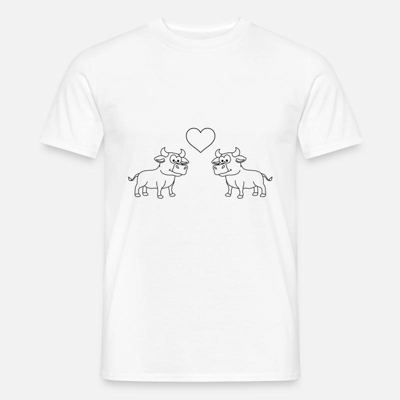 Stier Comic Paar Liebe - Männer T-Shirt - Weiß