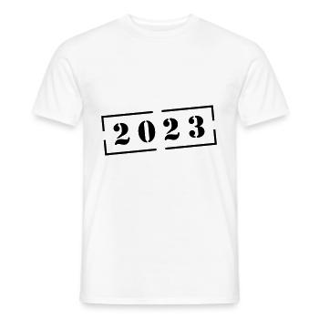 2023 jahr - Männer T-Shirt - Weiß - Vorne - AI Model Male 178 dark (178cm)