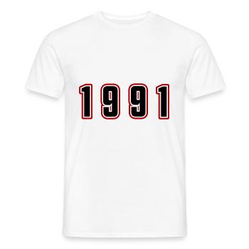 1991 Year Number - Men's T-Shirt - white - Front - AI Model Male 178 dark (178cm)