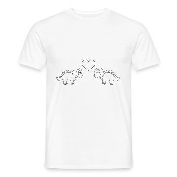 Dinosaure stegosaurus Paire Amour - T-shirt homme - blanc - Devant - AI Model Male 178 dark (178cm)