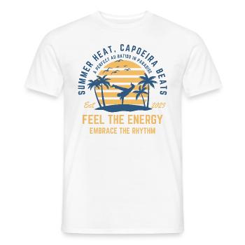 Capoeira summer on the beach under palm trees - Men's T-Shirt - white - Front - AI Model Male 178 dark (178cm)