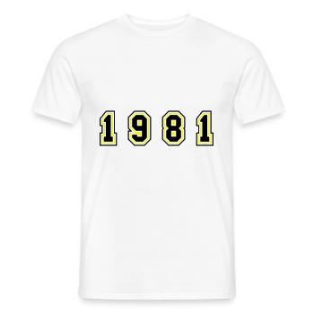 Numéro de l’année 1981 - T-shirt homme - blanc - Devant - AI Model Male 178 dark (178cm)