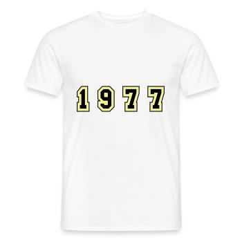 Numéro de l’année 1977 - T-shirt homme - blanc - Devant - AI Model Male 178 dark (178cm)