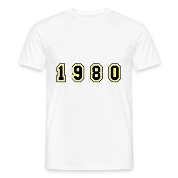 Numéro de l’année 1980 - T-shirt homme - blanc - Devant - AI Model Male 178 dark (178cm)