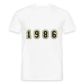 Numéro de l’année 1986 - T-shirt homme - blanc - Devant - AI Model Male 178 dark (178cm)