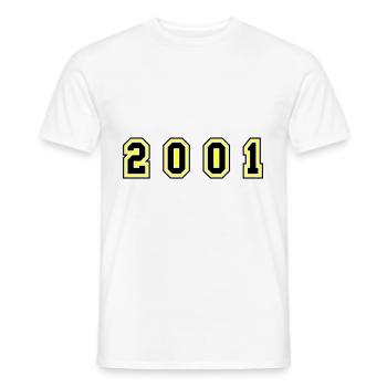 Numéro de l’année 2001 - T-shirt homme - blanc - Devant - AI Model Male 178 dark (178cm)
