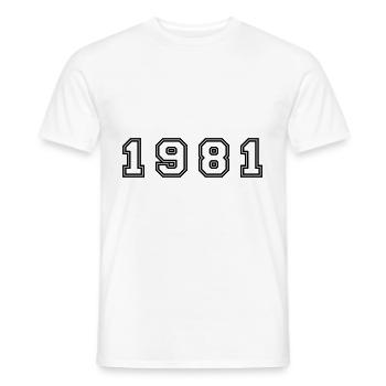 Numéro de l’année 1981 - T-shirt homme - blanc - Devant - AI Model Male 178 dark (178cm)