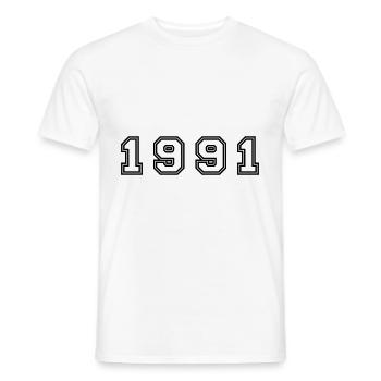 1991 Year Number - Men's T-Shirt - white - Front - AI Model Male 178 dark (178cm)