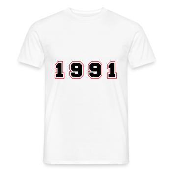 1991 Year Number - Men's T-Shirt - white - Front - AI Model Male 178 dark (178cm)