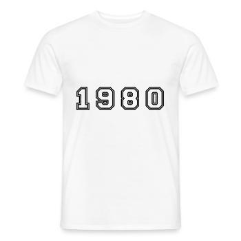 Numéro de l’année 1980 - T-shirt homme - blanc - Devant - AI Model Male 178 dark (178cm)