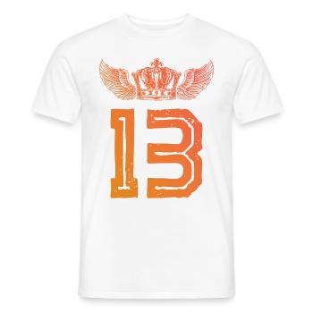 13 Zahl Krone - Männer T-Shirt - Weiß - Vorne - AI Model Male 178 dark (178cm)