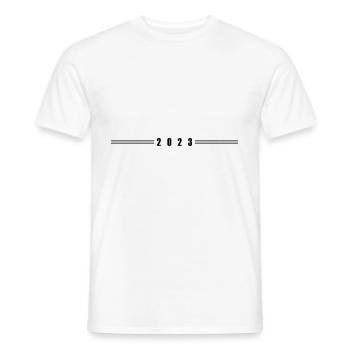 2023 Jahr - Männer T-Shirt - Weiß - Vorne - AI Model Male 178 dark (178cm)