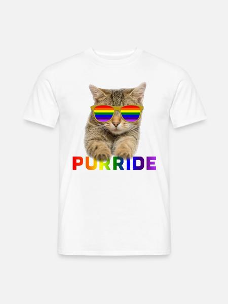 PURRIDE LGBTQ LGBT Gay Lesbian Pride Flag Katzen - Mænd T-shirt - hvid