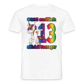 OMG endlich 13! Dabbing Einhorn 13. Geburtstag - Männer T-Shirt - Weiß - Vorne - AI Model Male 178 dark (178cm)