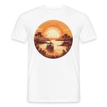 boot im Sonnenuntergang - Männer T-Shirt - Weiß - Vorne - AI Model Male 178 dark (178cm)