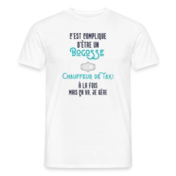 C'est compliqué d'être Bogosse et Chauffeur taxi - T-shirt homme - blanc - Devant - AI Model Male 178 dark (178cm)