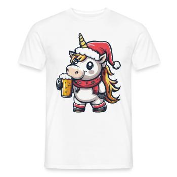 Einhorn Bier Xmas Weihnachten - Männer T-Shirt - Weiß - Vorne - AI Model Male 178 dark (178cm)