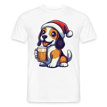 Beagle Chien Bière Noël Noël - T-shirt homme - blanc - Devant - AI Model Male 178 dark (178cm)