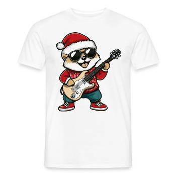 Akita Hund Weihnachten Rocker Gitarre - Männer T-Shirt - Weiß - Vorne - AI Model Male 178 dark (178cm)