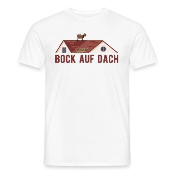 Roofer carpenter tinsmith trestle on roof - Men's T-Shirt - white - Front - AI Model Male 178 dark (178cm)