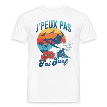 J'Peux Pas J'ai Surf Idée Cadeau Surfeur Vintage - T-shirt homme - blanc - Devant - AI Model Male 178 dark (178cm)