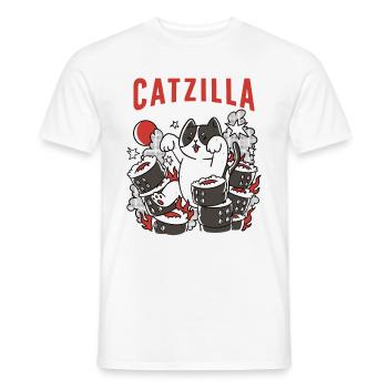 Catzilla Chat Mignon Humour Japon Sushi - T-shirt homme - blanc - Devant - AI Model Male 178 dark (178cm)