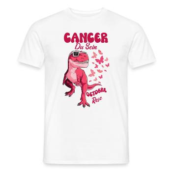 Breast Cancer October Pink Butterfly Dinosaur - Men's T-Shirt - white - Front - AI Model Male 178 dark (178cm)