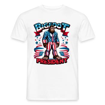 Candidat à la présidence du Bigfoot - Drapeau américain des États-Unis - T-shirt homme - blanc - Devant - AI Model Male 178 dark (178cm)