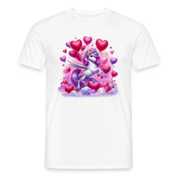 Unicorn Heart Balloons Love Valentines Day - Men's T-Shirt - white - Front - AI Model Male 178 dark (178cm)