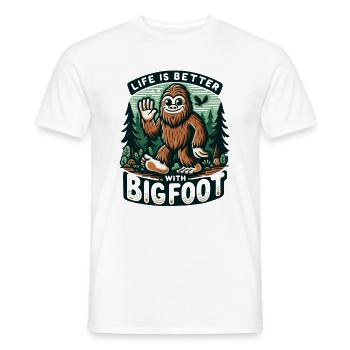 Funny Life is Better with Bigfoot Happy Squatchin' - Men's T-Shirt - white - Front - AI Model Male 178 dark (178cm)