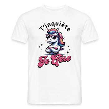 T'inquiète Je Gère Licorne Cool Cadeau Magique - T-shirt homme - blanc - Devant - AI Model Male 178 dark (178cm)