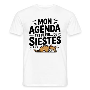 Meine Agenda ist voll von Nickerchen, Humor, Nickerchen, Katze - Männer T-Shirt - Weiß - Vorne - AI Model Male 178 dark (178cm)