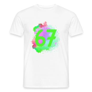 67 Zahl Klecks - Männer T-Shirt - Weiß - Vorne - AI Model Male 178 dark (178cm)