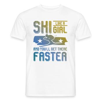 Ski filles - T-shirt homme - blanc - Devant - AI Model Male 178 dark (178cm)