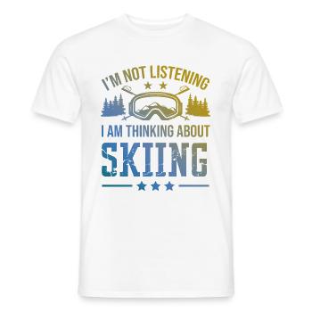 Ski de ski - T-shirt homme - blanc - Devant - AI Model Male 178 dark (178cm)